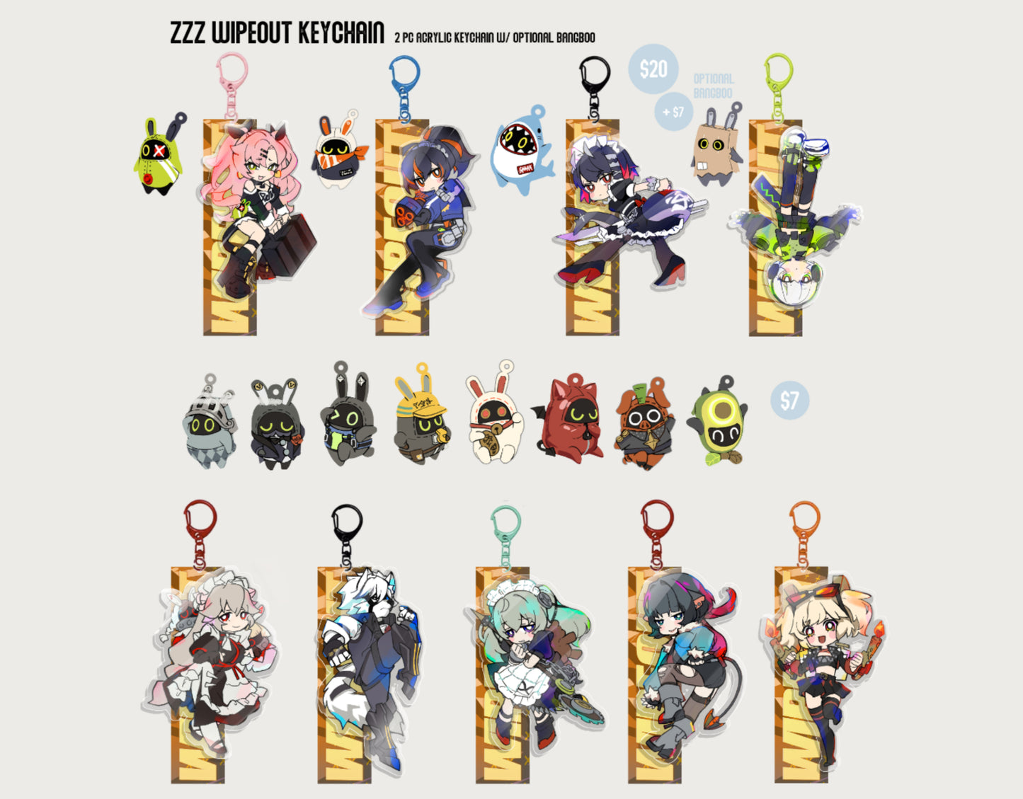Charm-ZZZ Characters Wipeout charms